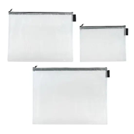 Mixed Gray Mesh Zipper Pouches by Simply Tidy&reg;, 3ct. {1}