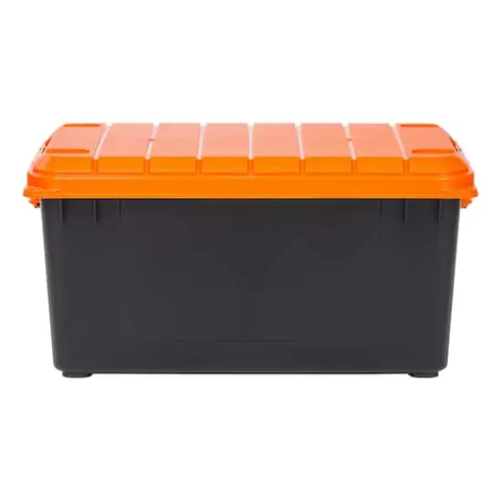 IRIS&reg; 82qt. Black Heavy Duty Store-It-All Totes with Orange Lids, 2ct. {3}