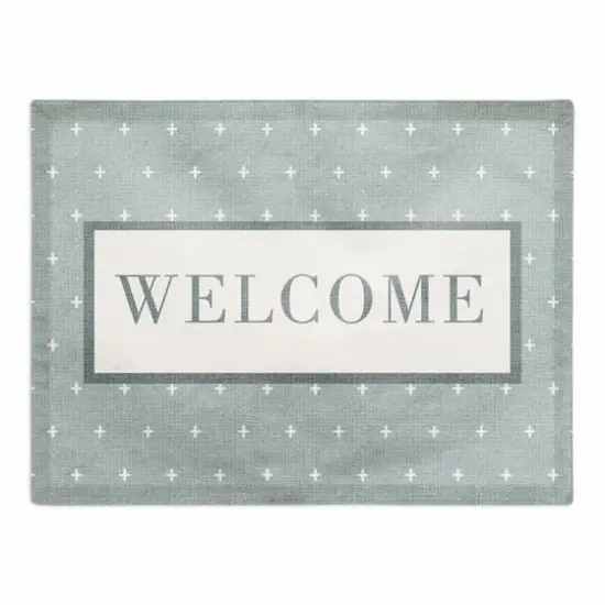Welcome Plus Cotton Twill Placemat White/Blue {1}