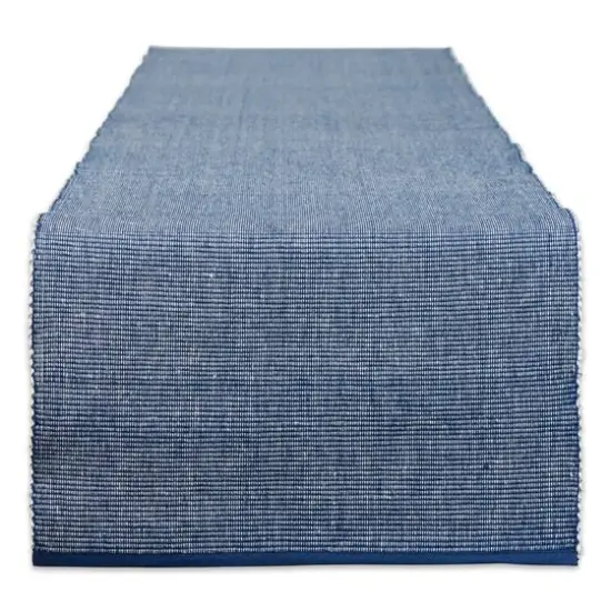 DII&reg; 72" Navy & White 2-Tone Ribbed Table Runner {1}