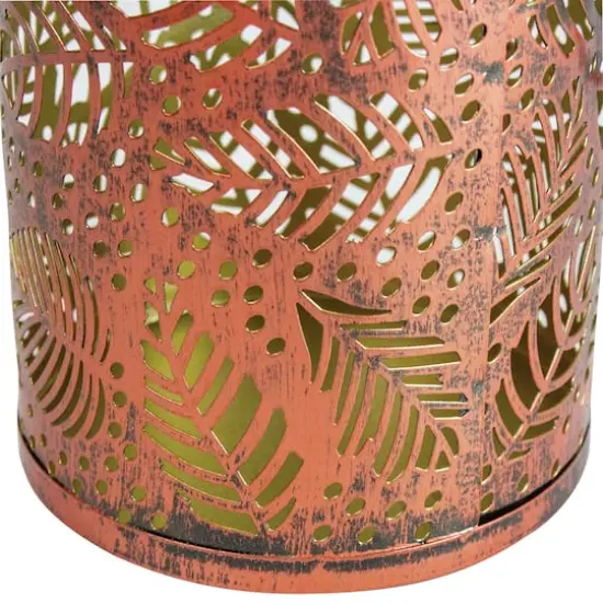 8" Bronze Foliage Outdoor Solar Lantern with Handle {5}