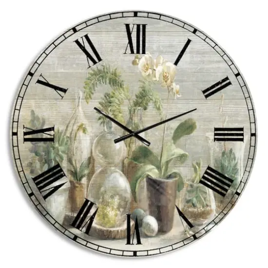 Designart Composition of Orchids Traditional Wall Clock {1}