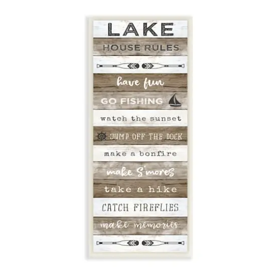 Stupell Industries Lake House Rules List Rustic Pattern Boat Oars,7" x 17" {1}