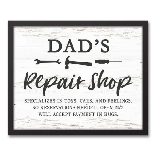 Dads Repair Shop Black Framed Canvas {1}