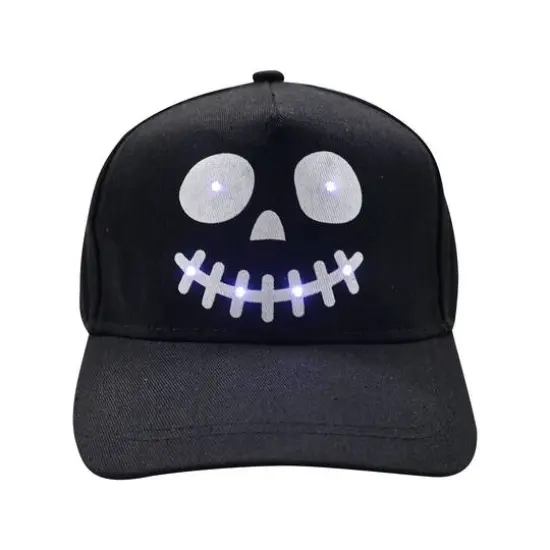 Black Light Up Spooky Face Baseball Cap by Celebrate It&trade; {1}