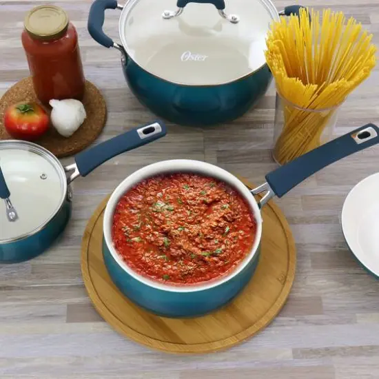 Oster Corbett 8-Piece Blue Nonstick Aluminum Cookware Set {5}