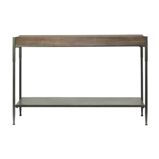 49" Brown Metal Industrial Console Table {6}