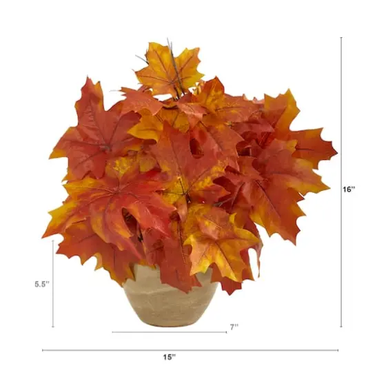 16" Autumn Maple Leaf Plant in Decorative Planter {3}