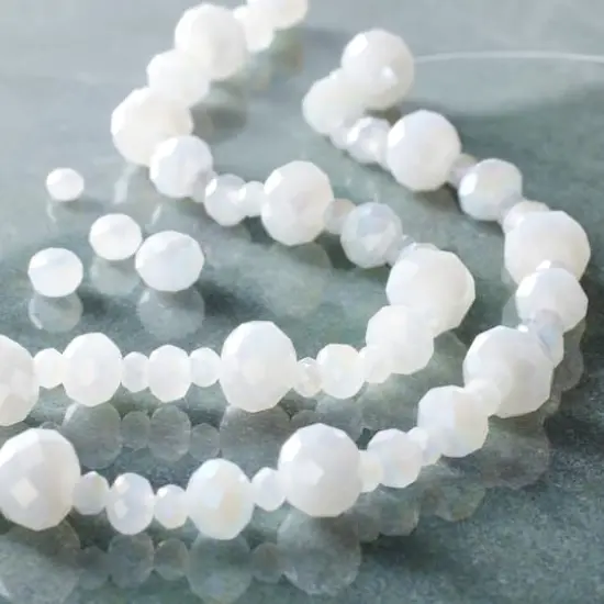 White Faceted Glass Rondelle Beads by Bead Landing&trade; {3}