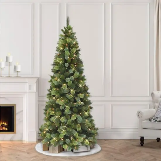 6.5ft. Pre-Lit Slim Portland Artificial Fir Tree, Clear Lights {3}