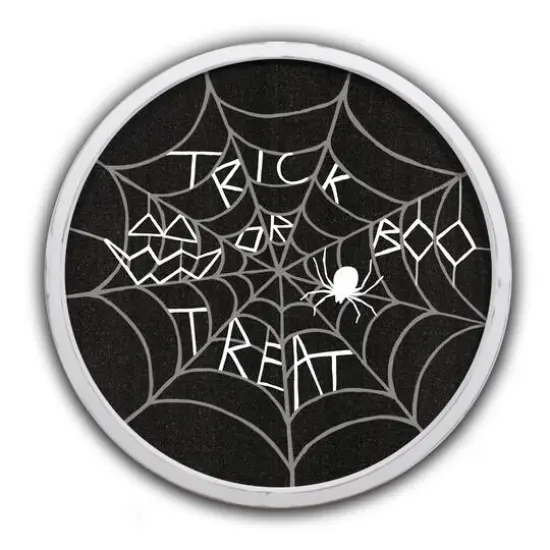 20" Trick or Treat Spider Web Framed Wall Art White Frame {1}