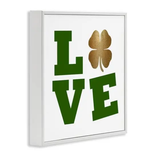 Stupell Industries St Patrick's Day Clover Love Framed Giclee Art White {4}