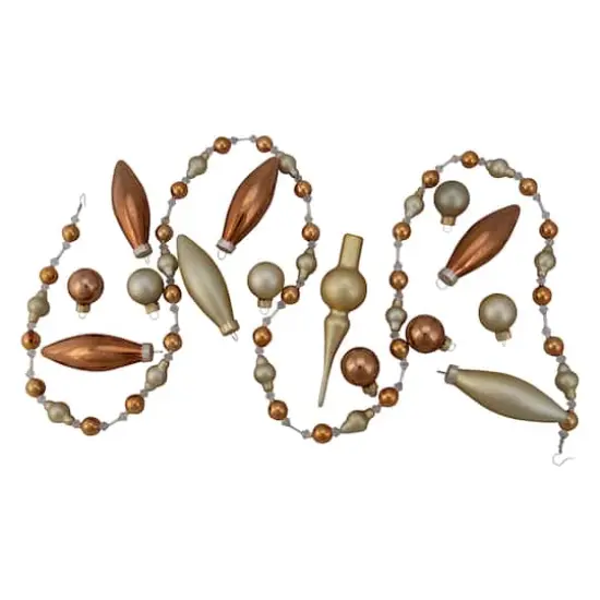 16ct. Champagne Gold Beaded Garland & Ornament Set {1}