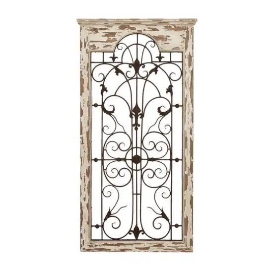 51" White Metal Rustic Ornamental Wall Decor {1}
