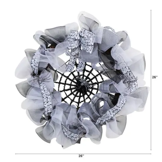 26" Halloween Spider Web Mesh Wreath {3}