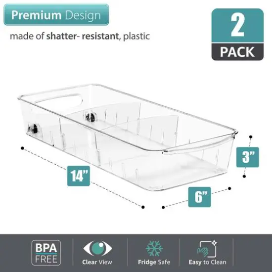 Sorbus Medium Clear Organizing Bins on Wheels with Removable Dividers, 2ct. {5}