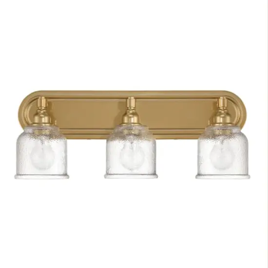 Hello Honey&reg; Clara Brushed Gold Vintage Metal & Distressed Antique Glass 3-Light Vanity Light {1}