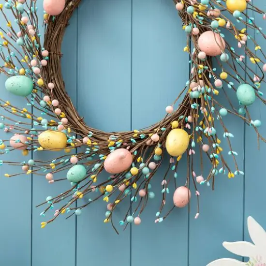 Glitzhome&reg; 22" Pastel Easter Egg Wreath {6}