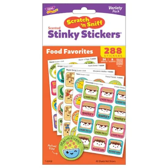 TREND Enterprises&reg; Food Favorites Scratch 'n Sniff Stinky Stickers&reg; Variety Pack {4}