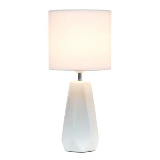 Simple Designs Ceramic Prism Table Lamp Off White {3}