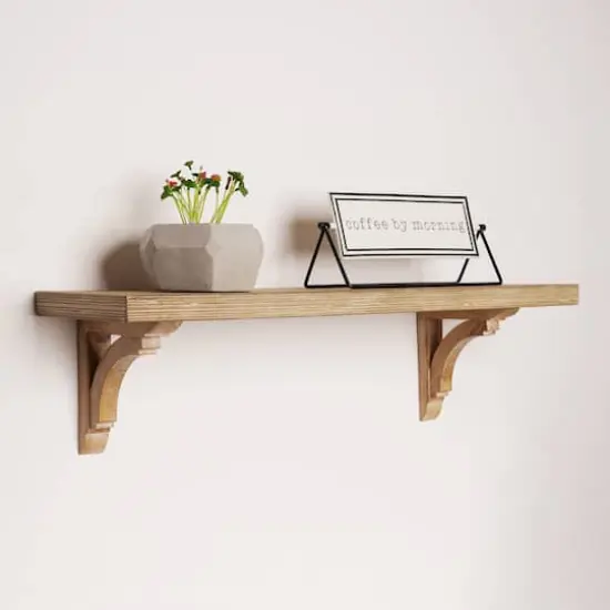 Natural Distressed Antique Wood Corbel Shelf Brackets (Set of 2) {3}