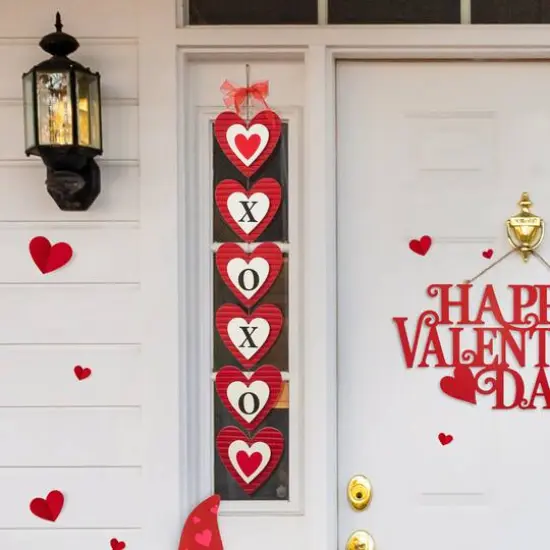 Glitzhome® 30" Set of 2 Valentine's Wooden Heart Door Hanger {4}