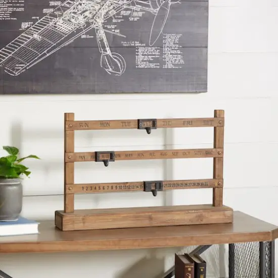 Brown Wood Farmhouse Wall Calendar, 14" x 22" x 4" {11}