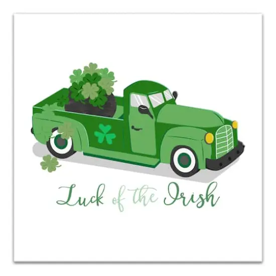 Plaid Green Truck Luck Canvas 24" x 24" Canvas Wall Art {1}