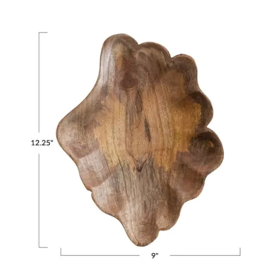 Hello Honey&reg; 12.25" Natural Hand-Carved Scalloped Mango Wood Serving Platter {5}