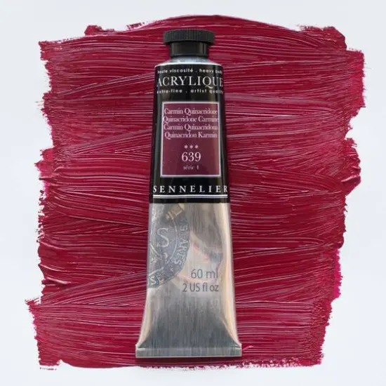 Sennelier Extra Fine Artists' Acrylic Paint, 60mL 639 Quinacridone Carmine {4}