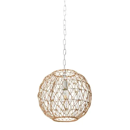 Hello Honey&reg; Robert Stevenson Lighting Alaina 14" Natural Paper Rope & Metal Ceiling Light {1}