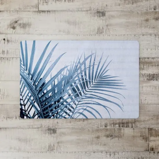 Striped Blue Palms Floor Mat {3}