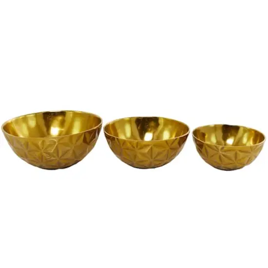 Metal Faceted Decorative Bowl Set Gold {1}