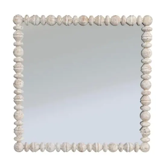 Hello Honey&reg; 25.75" White Square Raised Dowel Wood Wall Mirror {1}