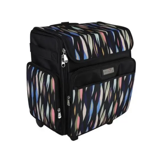 Everything Mary Black Abstract Stripes Rolling Craft Bag {1}