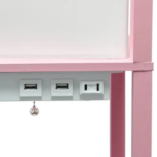 Simple Designs Floor Lamp with 2 USB Charging Ports/1 Outlet Light Pink {11}