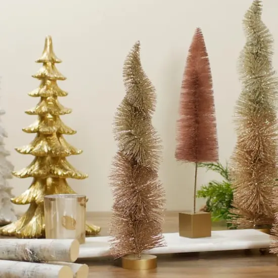 14" Gold Glittered Spiral Sisal Christmas Tree Tabletop D&eacute;cor {3}