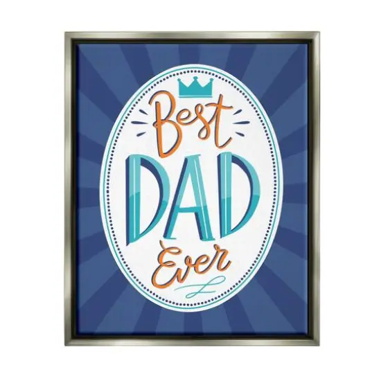 Stupell Industries Best Dad Ever Striped Phrase Floater Framed Art Gray {1}