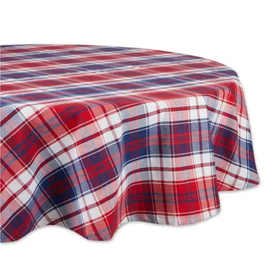DII&reg; 70" Round Americana Plaid Tablecloth {1}