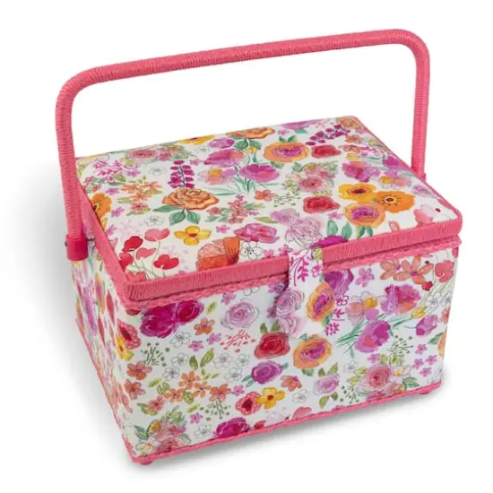 Dritz&reg; Pink Floral Large Sewing Basket Kit {4}