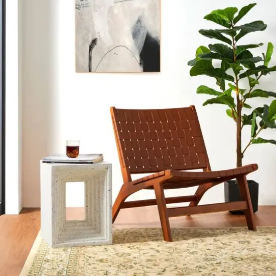 Glitzhome&reg; 17" Faux Terrazzo Square Garden Stool {5}