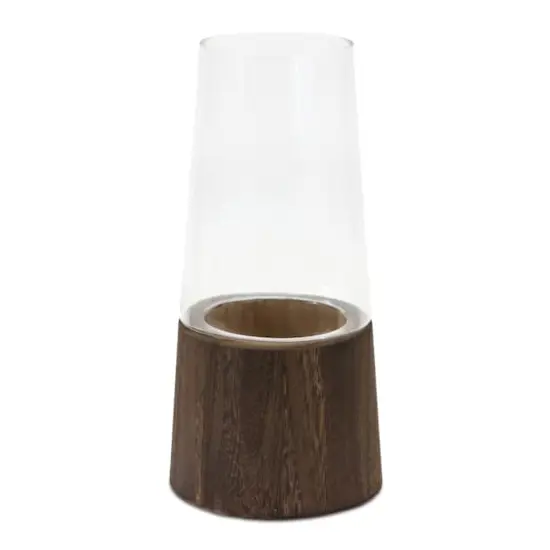 11" Tapered Glass & Wood Vase Set {4}