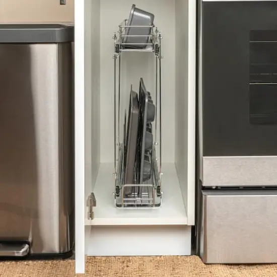 Household Essentials Glidez Chrome-Plated Steel 2-Tier Dual-Sliding Storage Organizer {6}