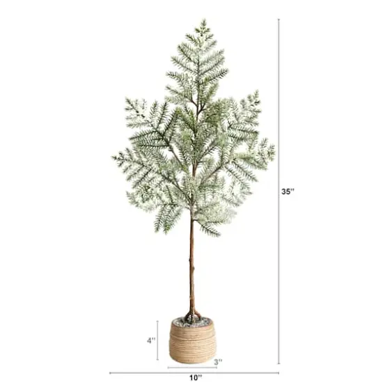 3ft. Unlit Frosted Pine Artificial Christmas Tree in Decorative Planter {3}