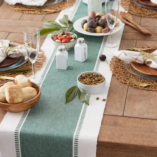 DII&reg; 108" Dobby Stripe Table Runner Dark Green {7}
