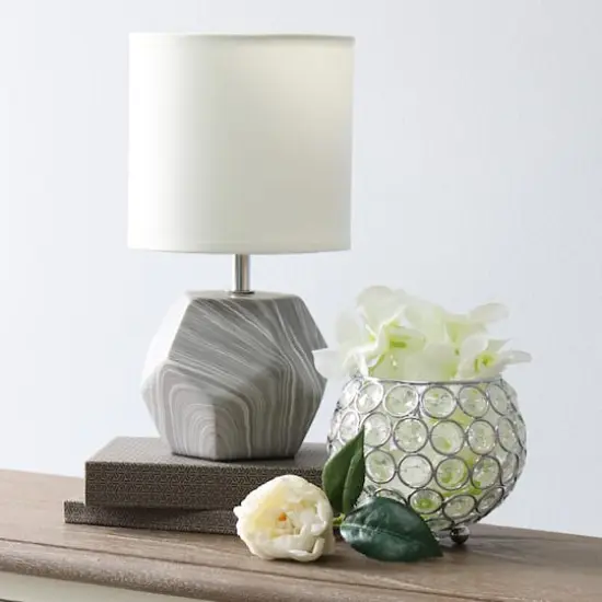 Simple Designs Round Prism Mini Table Lamp Marbled {1}