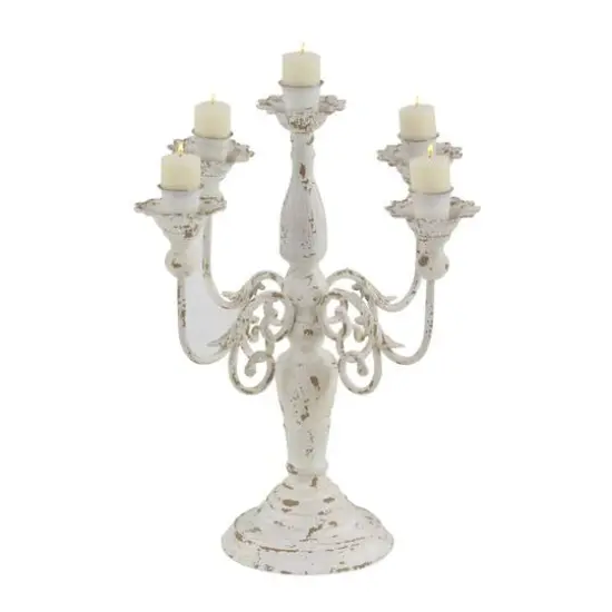 19'' White Iron Vintage Votive Candle Holder {1}