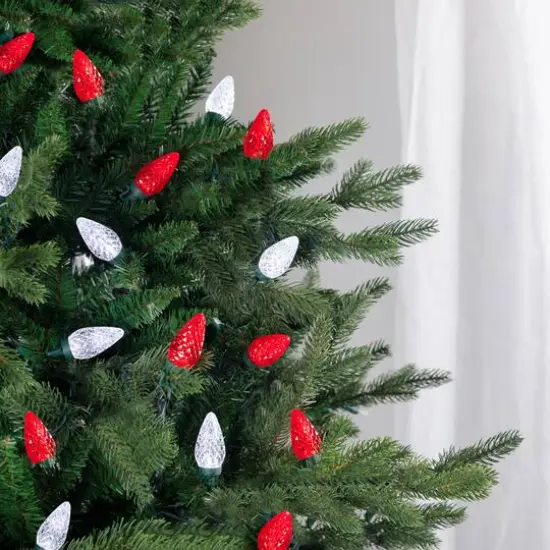 100ct. Faceted LED C9 Christmas String Lights Red/Pure White {7}