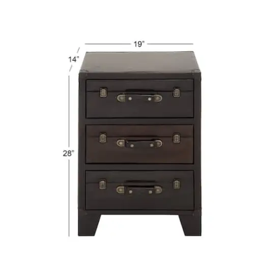 Dark Brown Wood 3-Drawer Traditional Cabinet {8}