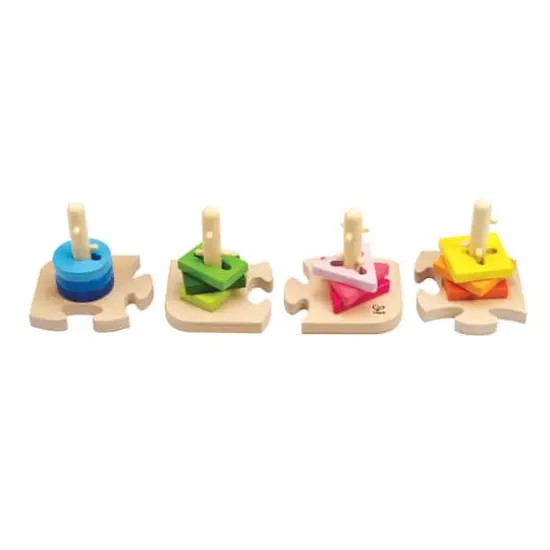 Hape Wooden Toddler Stacking Shape Peg Puzzle {5}